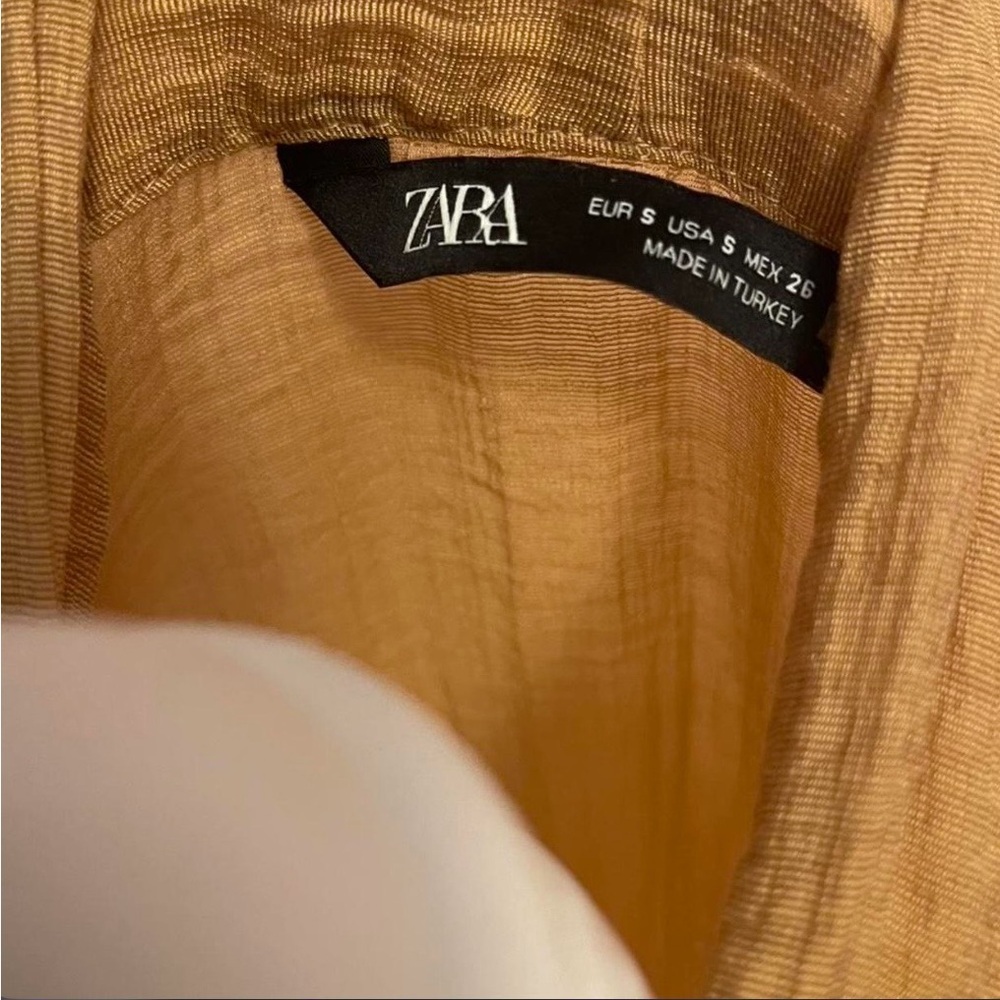 Zara Lightweight Tie-Neck Blouse in Mustard - Picture 2 of 3